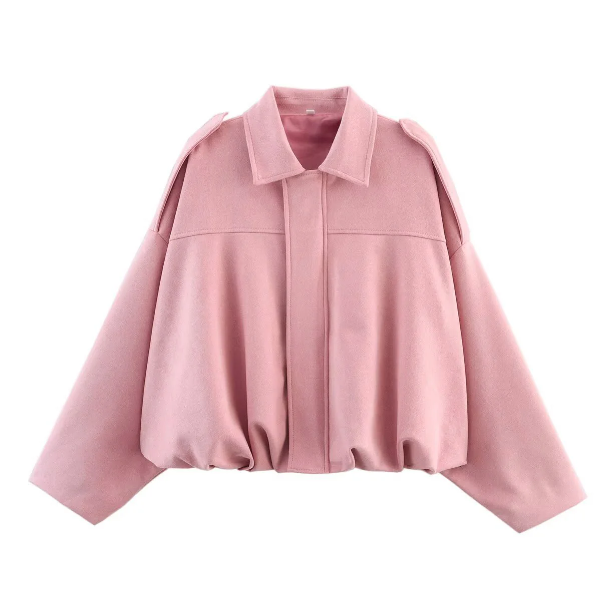 Suede Bomber Jacket | Collared Flight Jacket with Shoulder Tabs(MS240) - Image 8
