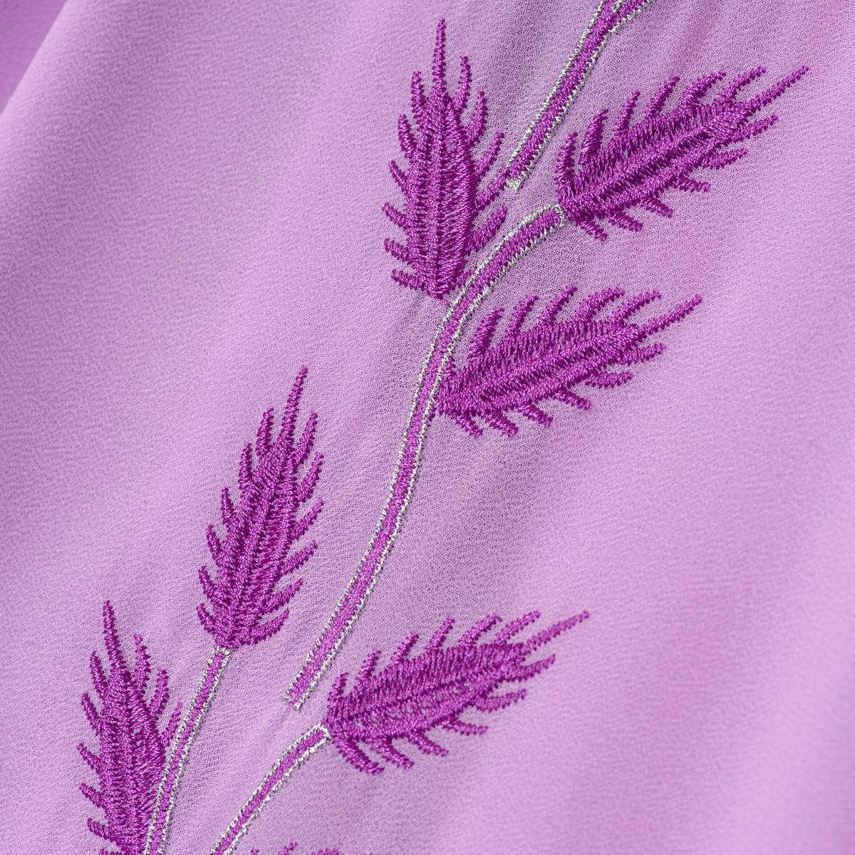 Summer Floral Embroidered Elegant Crew Neck Long Sleeve Chiffon Abaya Dress with Matching Headscarf (MA230) - Image 38