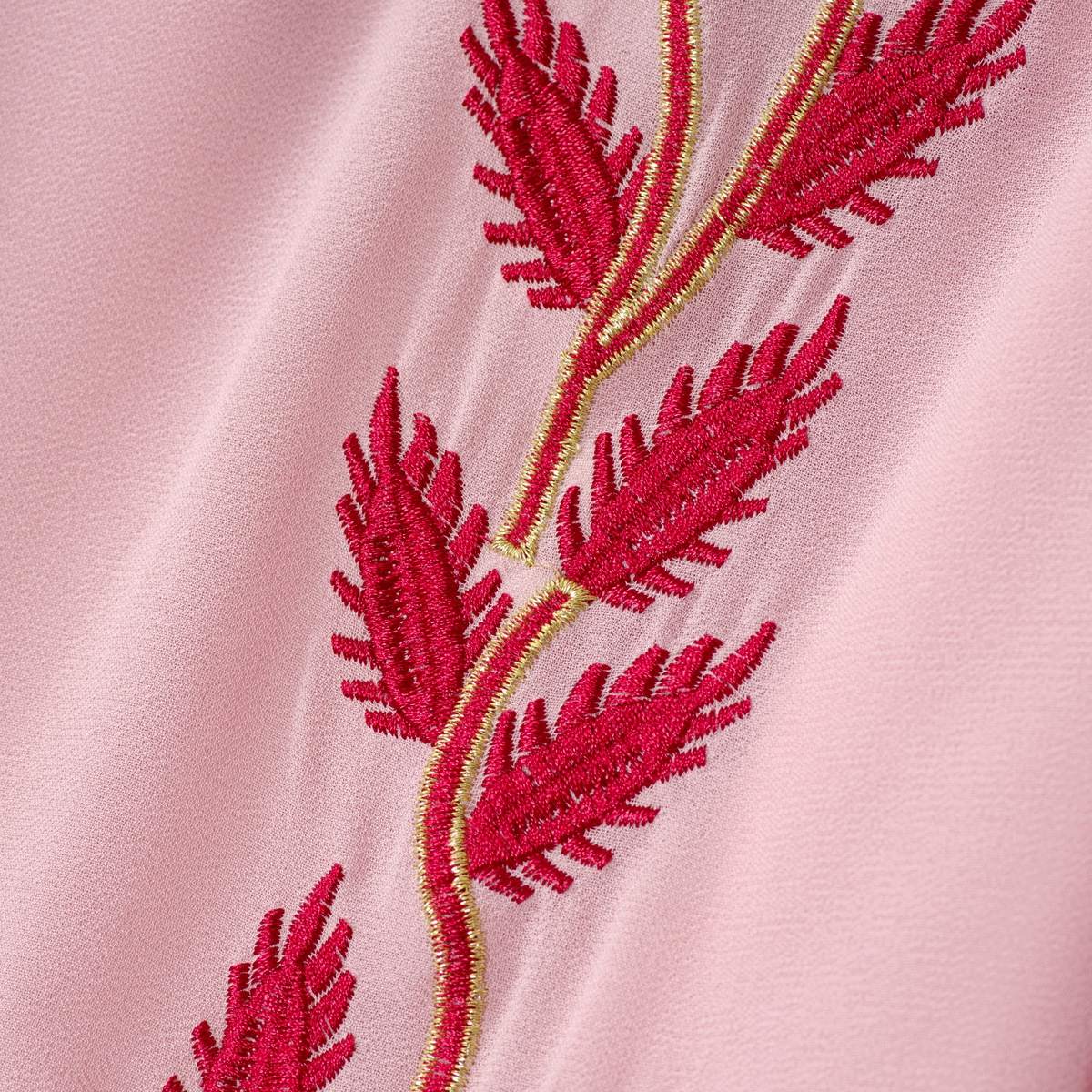 Summer Floral Embroidered Elegant Crew Neck Long Sleeve Chiffon Abaya Dress with Matching Headscarf (MA230) - Image 9