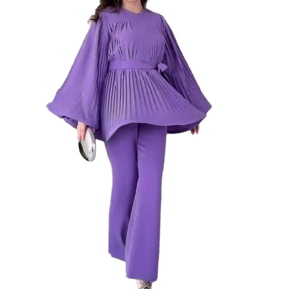 Summer Pleated Design Breathable Loose Pants Two-Piece Set (MS083) - Image 5