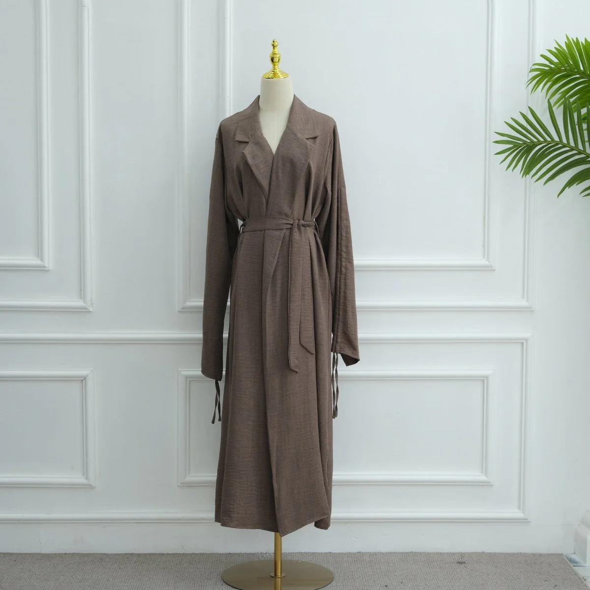 Tailored Blazer Cardigan with Ruched Sleeves | Open-Front Twill Blend Jacket(MOA246) - Image 12