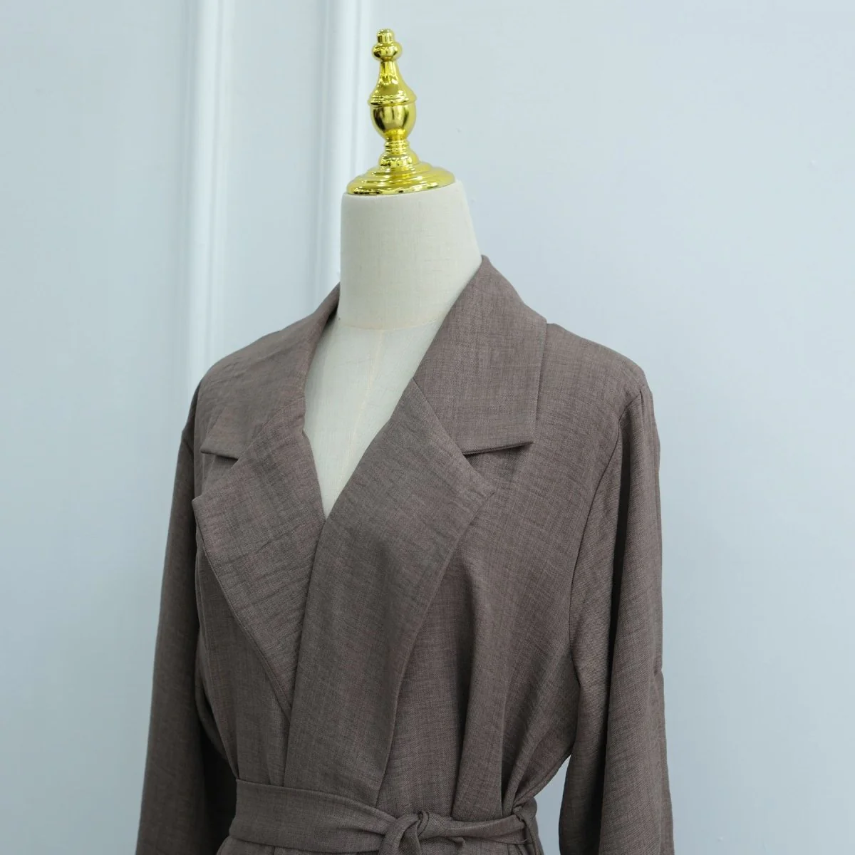 Tailored Blazer Cardigan with Ruched Sleeves | Open-Front Twill Blend Jacket(MOA246) - Image 13