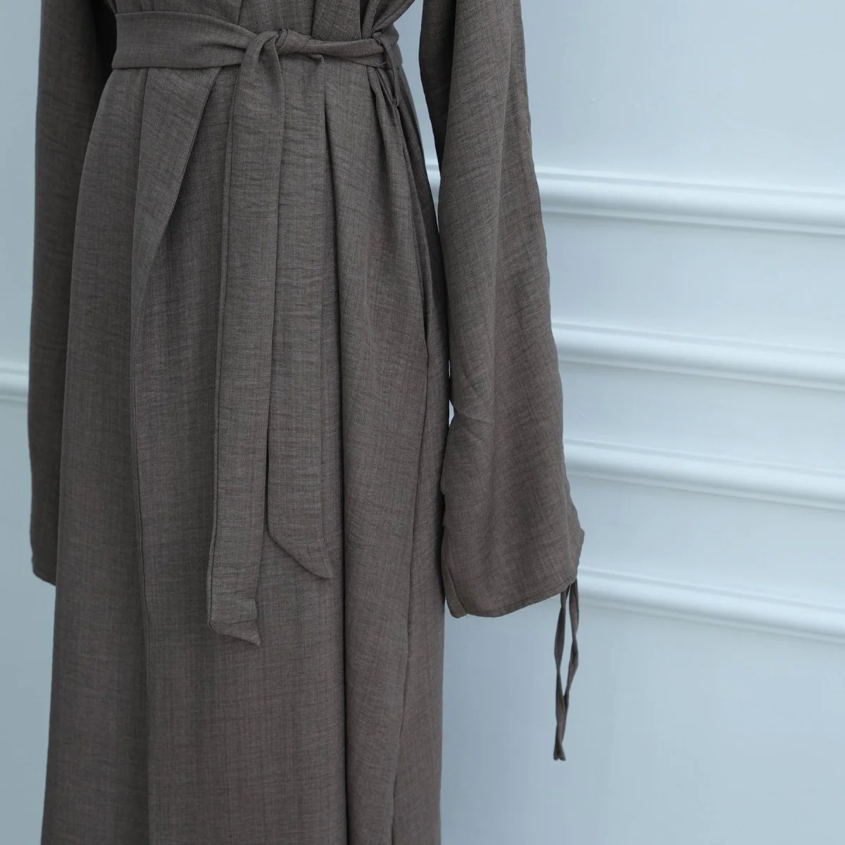 Tailored Blazer Cardigan with Ruched Sleeves | Open-Front Twill Blend Jacket(MOA246) - Image 17