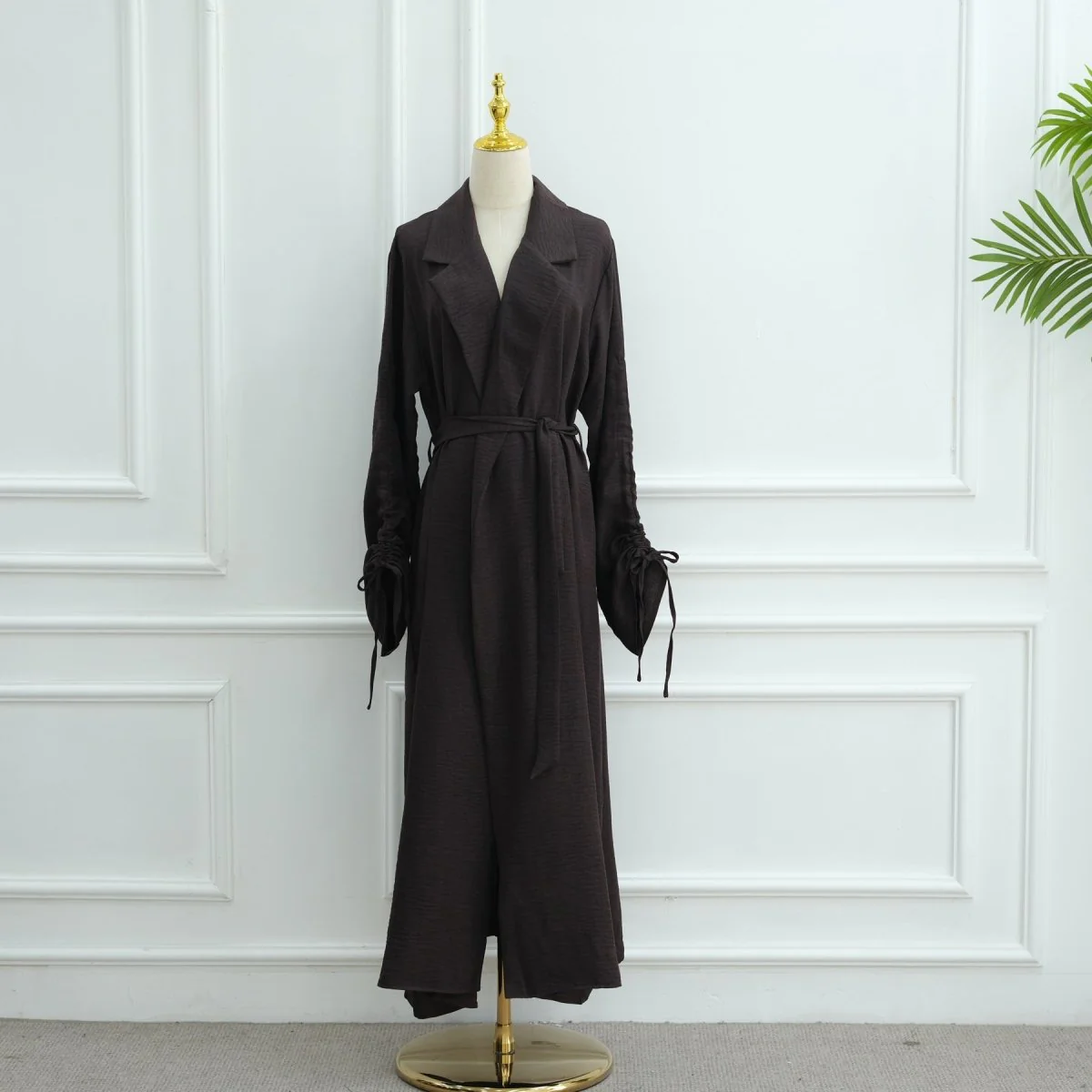 Tailored Blazer Cardigan with Ruched Sleeves | Open-Front Twill Blend Jacket(MOA246) - Image 21
