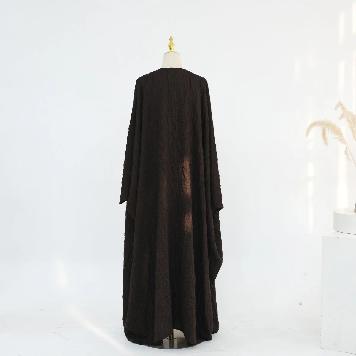 Textured Jacquard Abaya with Batwing Cardigan & Belt(MOA281) - Image 10