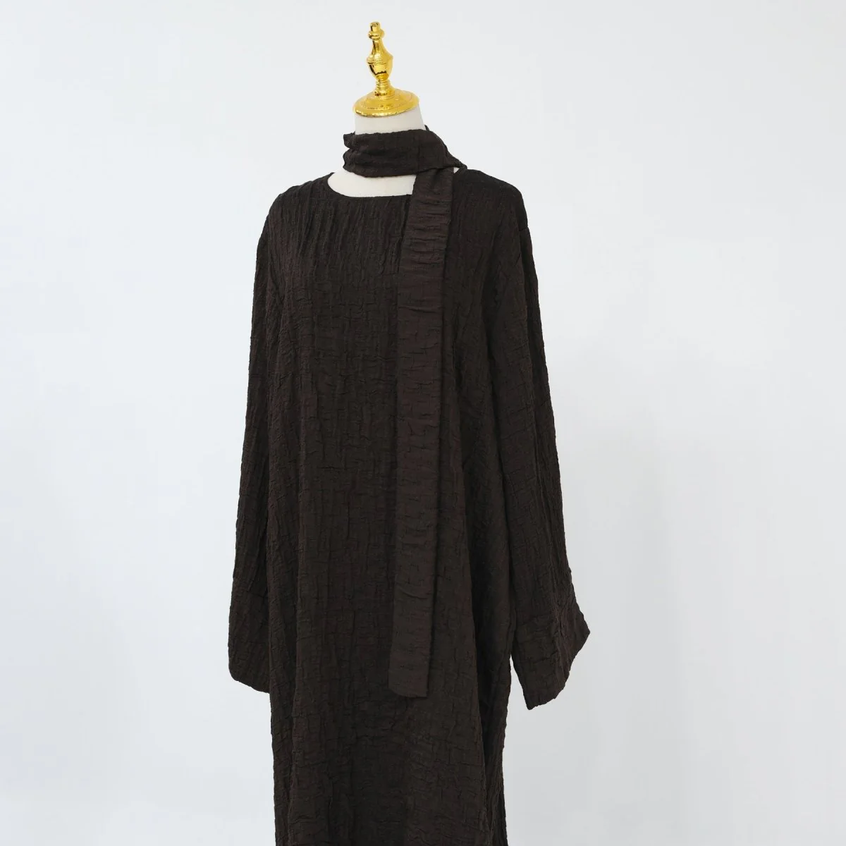 Textured Jacquard Abaya with Batwing Cardigan & Belt(MOA281) - Image 13