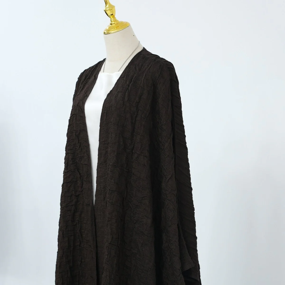 Textured Jacquard Abaya with Batwing Cardigan & Belt(MOA281) - Image 8