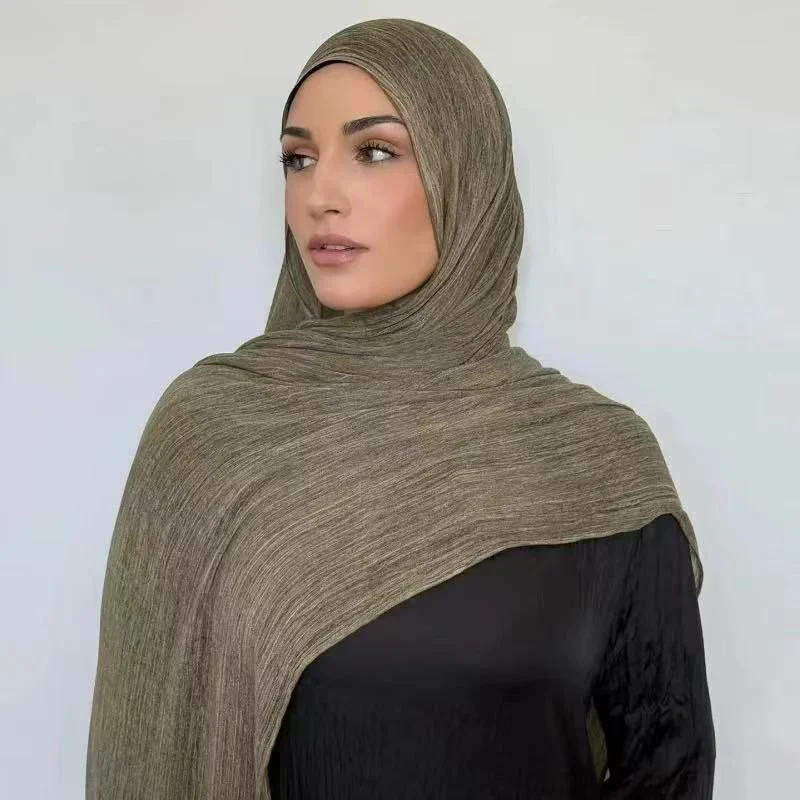 Textured Rayon Crinkle Hijab in Solid Hues Breathable Women's Wrap Hijab (MH145) - Image 2