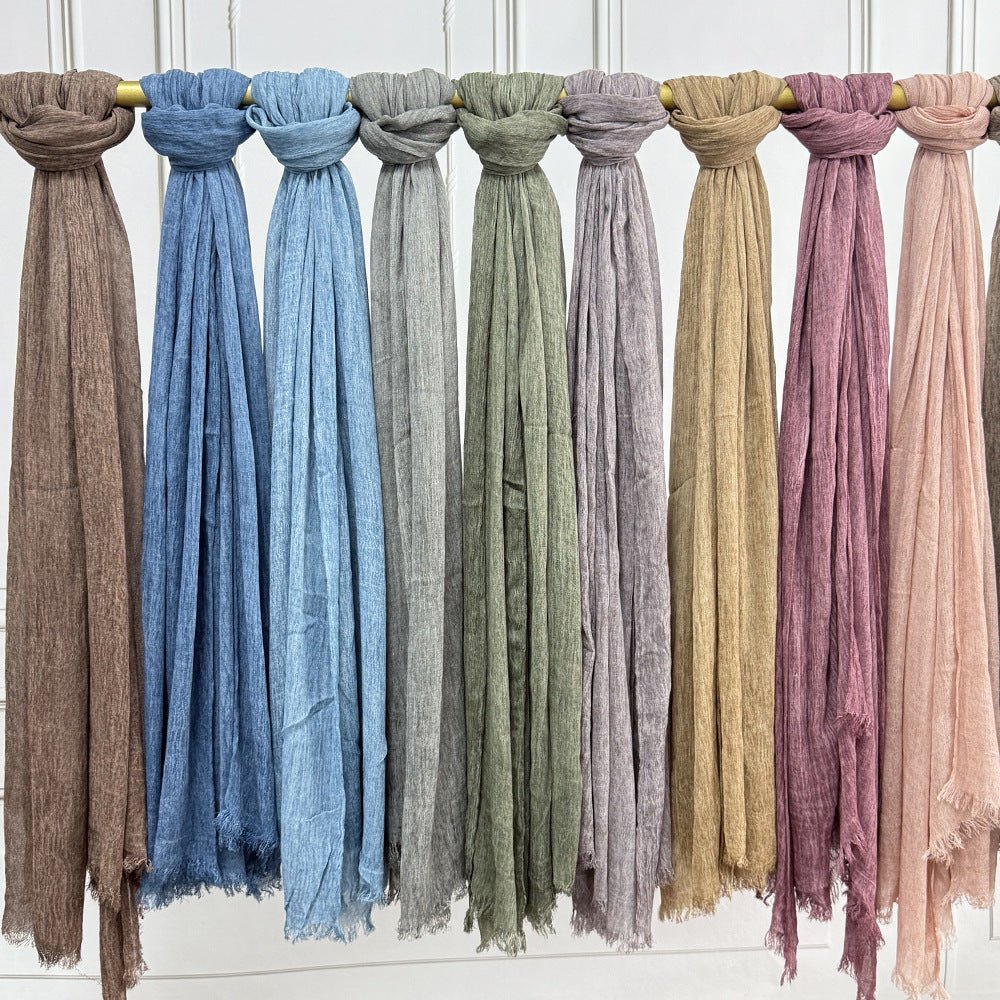 Textured Rayon Crinkle Hijab in Solid Hues Breathable Women's Wrap Hijab (MH145) - Image 3