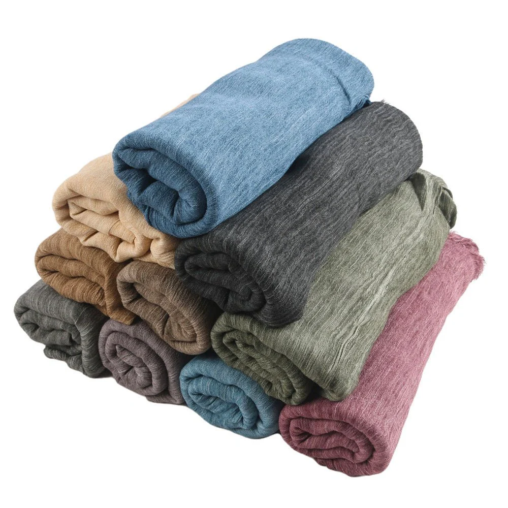 Textured Rayon Crinkle Hijab in Solid Hues Breathable Women's Wrap Hijab (MH145) - Image 4