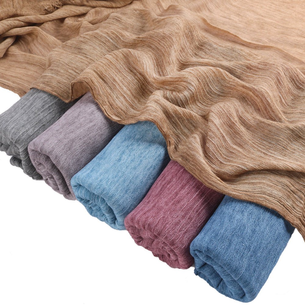 Textured Rayon Crinkle Hijab in Solid Hues Breathable Women's Wrap Hijab (MH145) - Image 5