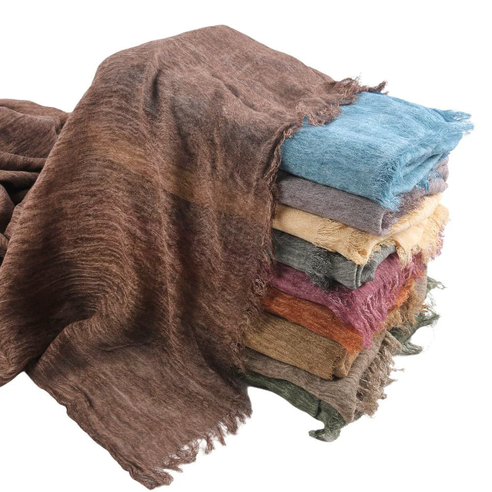 Textured Rayon Crinkle Hijab in Solid Hues Breathable Women's Wrap Hijab (MH145) - Image 9