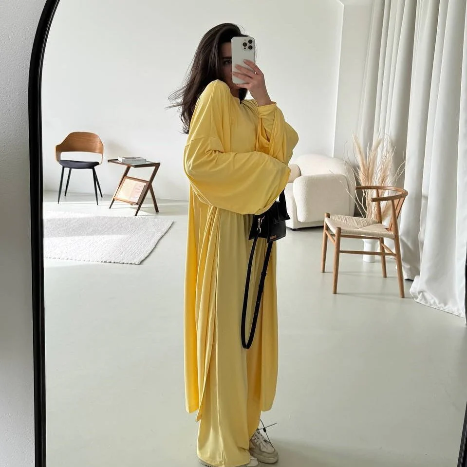 Three-Piece Cape Cardigan Set | Crop Top & Wide-Leg Pants Outfit(MS258) - Image 14