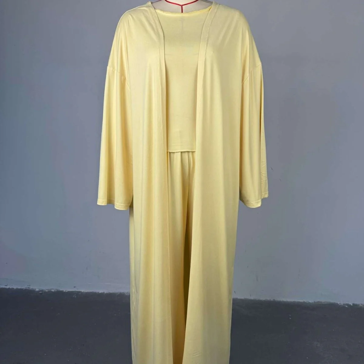 Three-Piece Cape Cardigan Set | Crop Top & Wide-Leg Pants Outfit(MS258) - Image 4