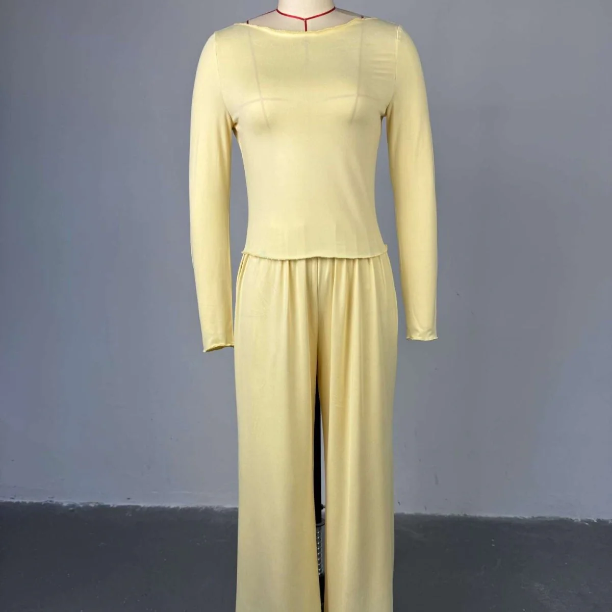 Three-Piece Cape Cardigan Set | Crop Top & Wide-Leg Pants Outfit(MS258) - Image 8