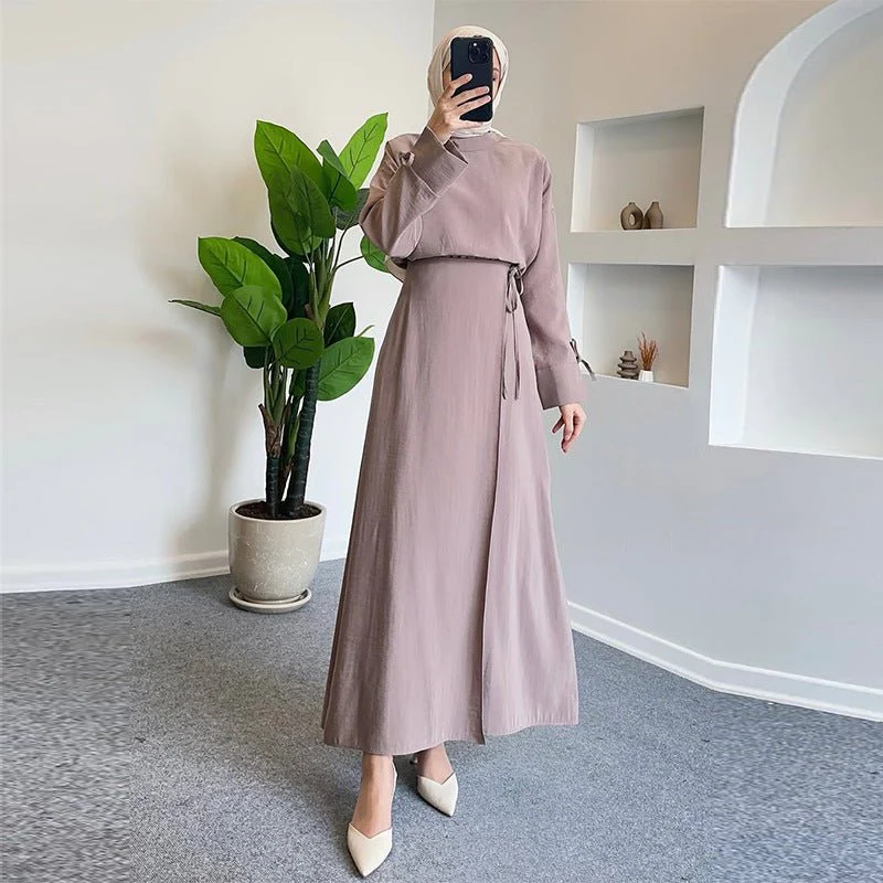 Tie-Cuff Blouse with High-Waist Skirt(MS293) - Image 2