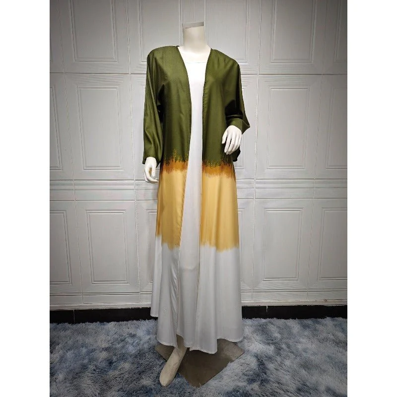 Tie-Dye Cape Cardigan Dress Abaya | Gradient Open Front Kimono Cover(MOA221) - Image 10