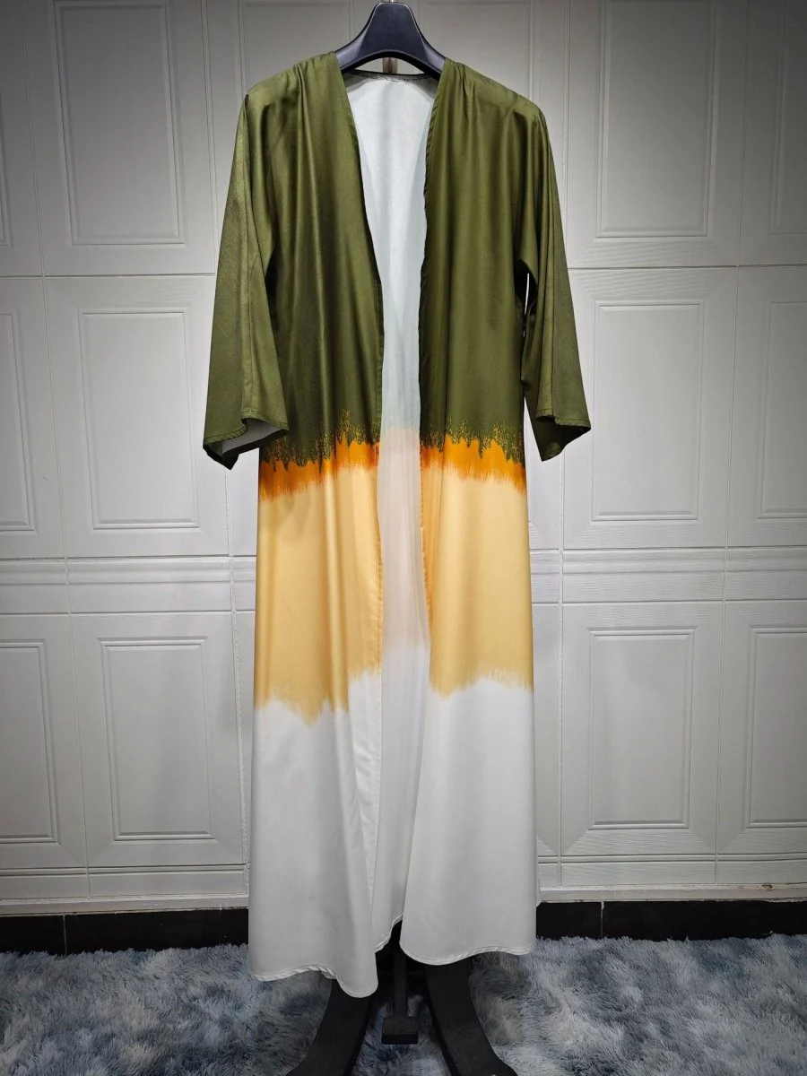 Tie-Dye Cape Cardigan Dress Abaya | Gradient Open Front Kimono Cover(MOA221) - Image 16