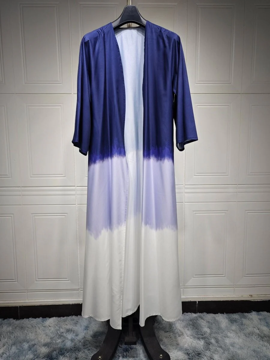 Tie-Dye Cape Cardigan Dress Abaya | Gradient Open Front Kimono Cover(MOA221) - Image 18