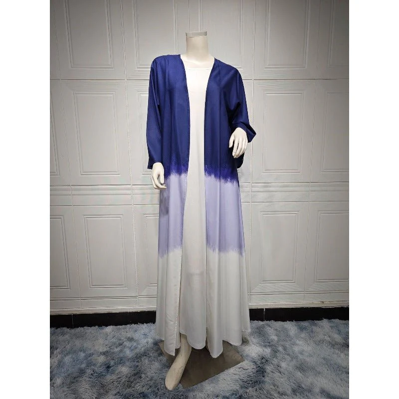 Tie-Dye Cape Cardigan Dress Abaya | Gradient Open Front Kimono Cover(MOA221) - Image 5