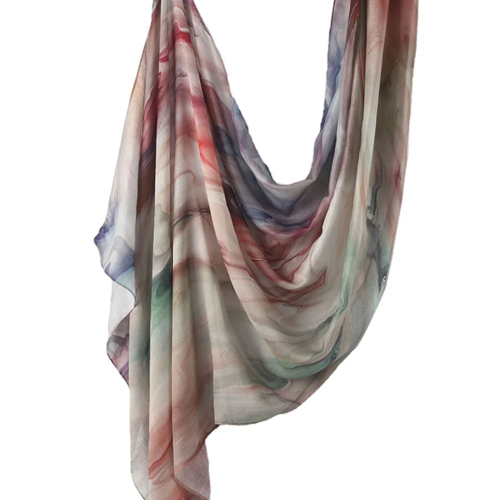 Tie-Dye Watercolor Print Satin Hijab Scarf(MH212) - Image 6