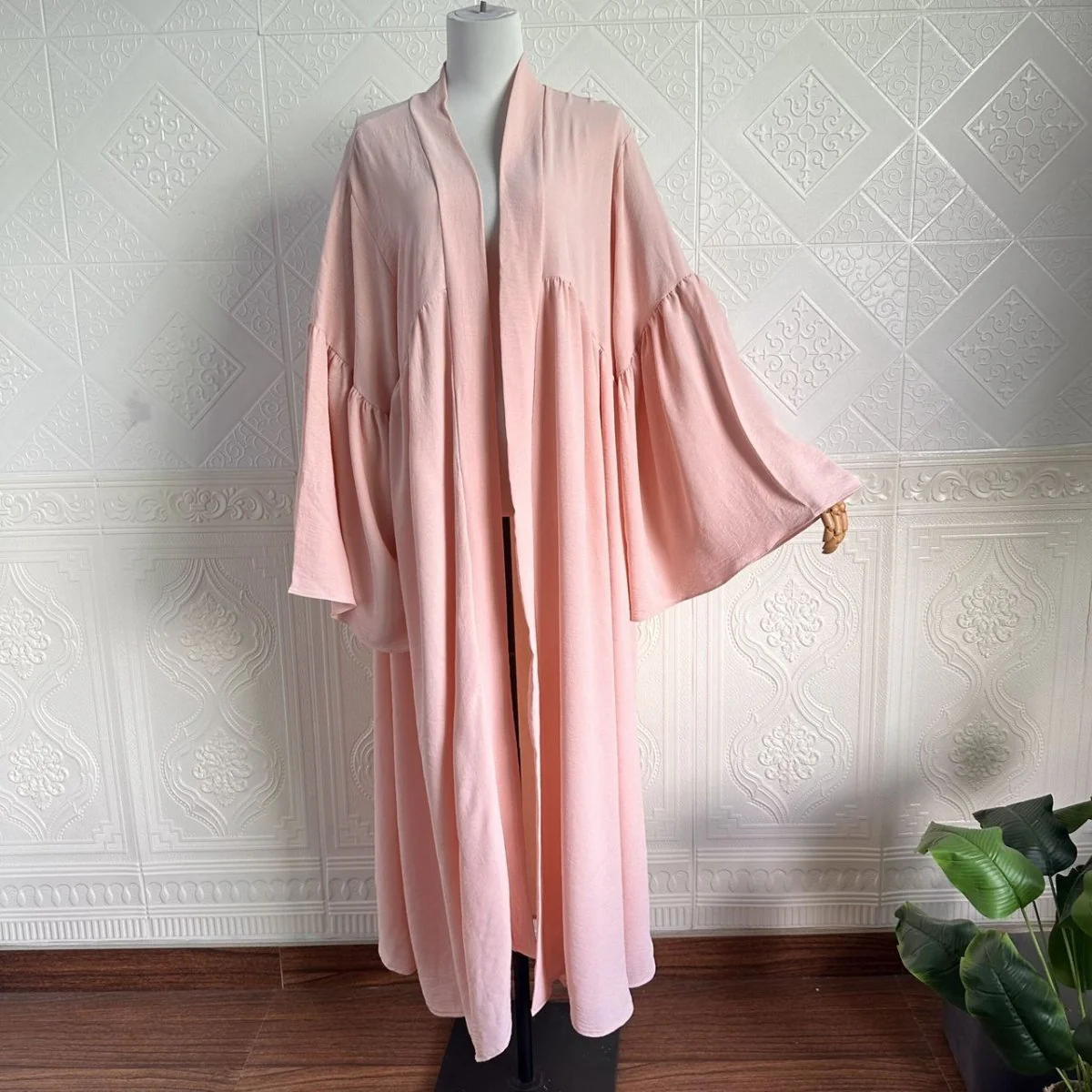 Tiered Bell Sleeve Open Abaya (MOA298) - Image 10