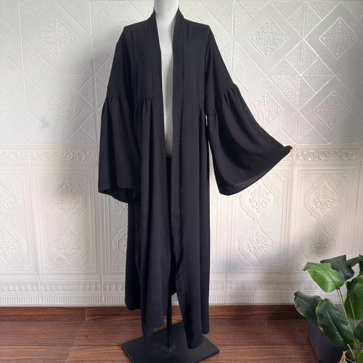 Tiered Bell Sleeve Open Abaya (MOA298) - Image 11