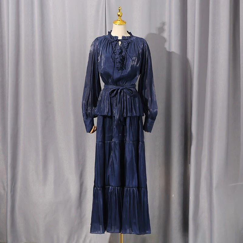 Tiered Ruffle Maxi Dress with Fitted Waist(MS359) - Image 12