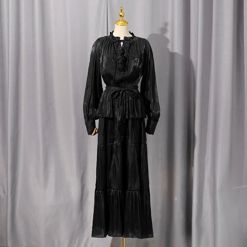 Tiered Ruffle Maxi Dress with Fitted Waist(MS359) - Image 4
