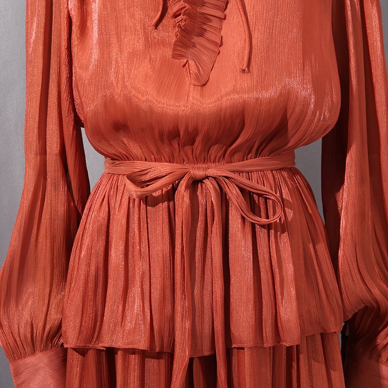 Tiered Ruffle Maxi Dress with Fitted Waist(MS359) - Image 9