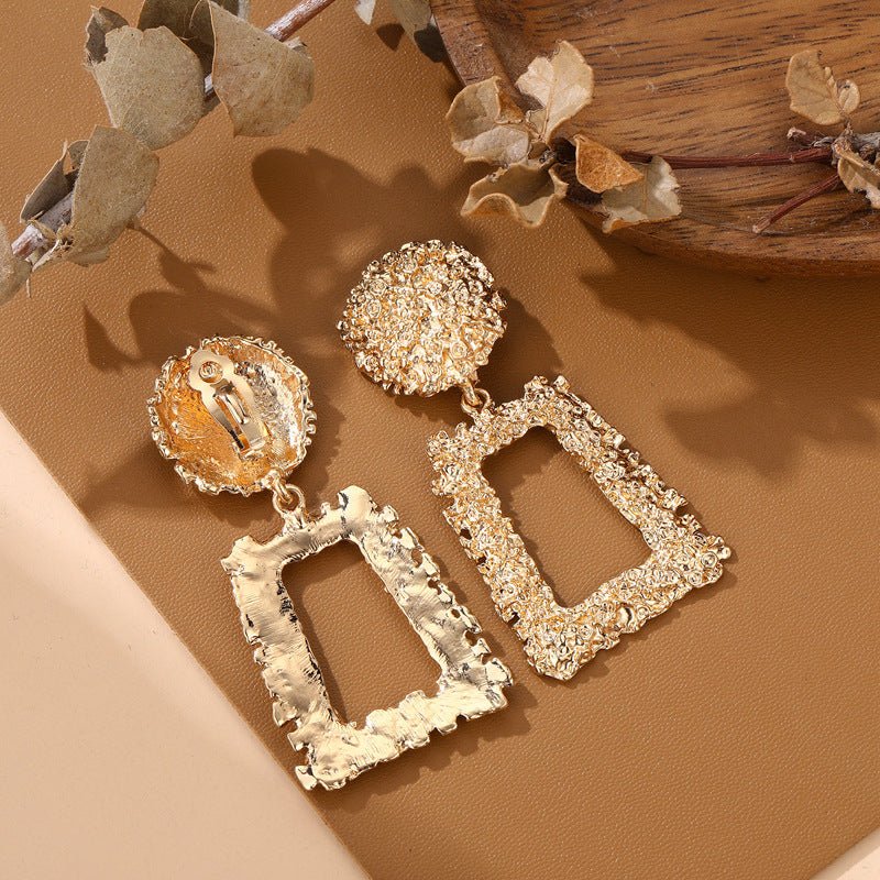 Trapezoid Dangle Earrings with Carved Texture (MAC322) - Image 3