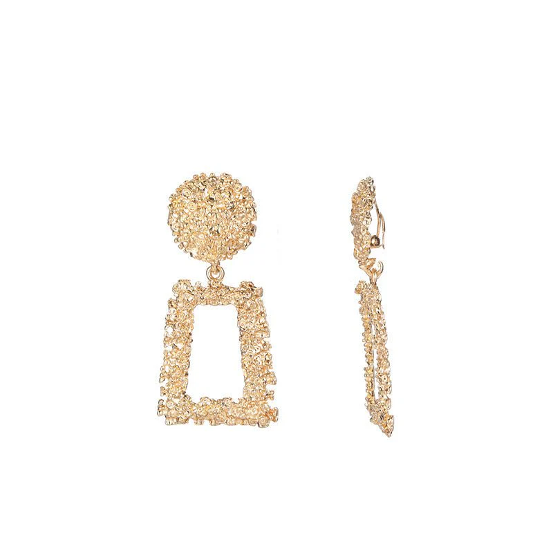 Trapezoid Dangle Earrings with Carved Texture (MAC322) - Image 6