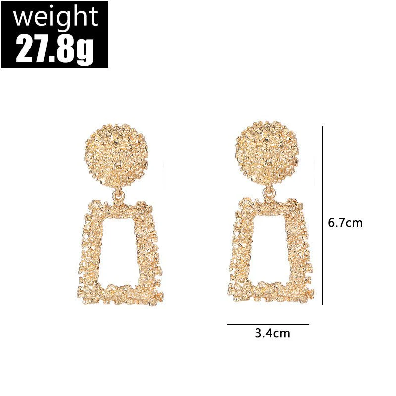 Trapezoid Dangle Earrings with Carved Texture (MAC322) - Image 7