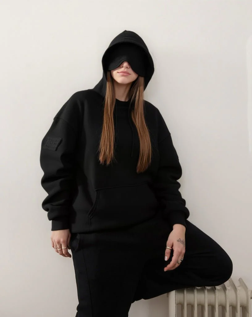 Travel Mode Eye Mask Hoodie | Oversized Pullover with Built-In Sleep Mask(MS209) - Image 12