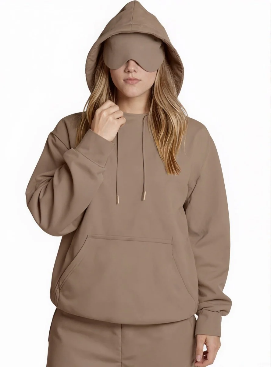 Travel Mode Eye Mask Hoodie | Oversized Pullover with Built-In Sleep Mask(MS209) - Image 18