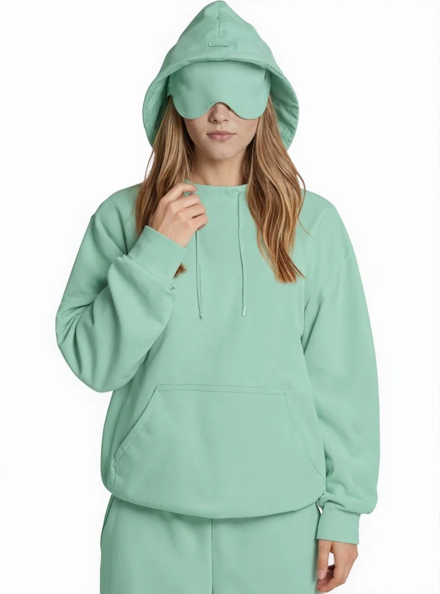 Travel Mode Eye Mask Hoodie | Oversized Pullover with Built-In Sleep Mask(MS209) - Image 19