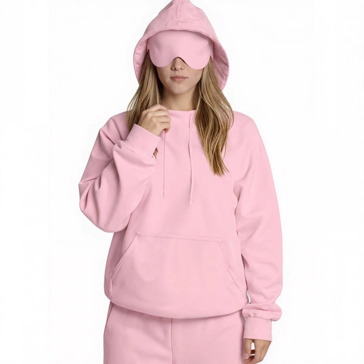 Travel Mode Eye Mask Hoodie | Oversized Pullover with Built-In Sleep Mask(MS209) - Image 2