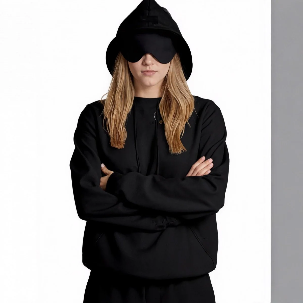 Travel Mode Eye Mask Hoodie | Oversized Pullover with Built-In Sleep Mask(MS209) - Image 3