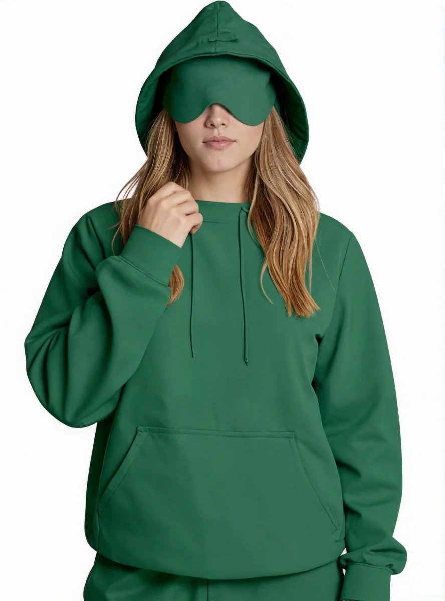 Travel Mode Eye Mask Hoodie | Oversized Pullover with Built-In Sleep Mask(MS209) - Image 6