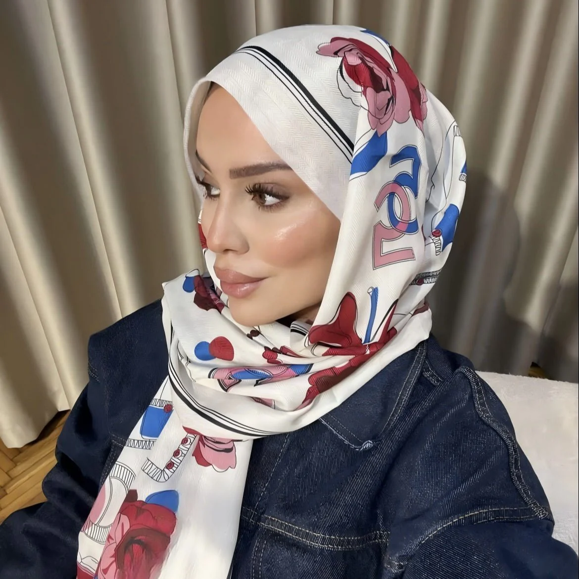 Twill Cotton Printed Scarf (MH215) - Image 7