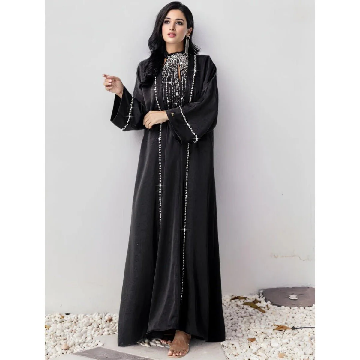 Two-Piece Kaftan Fashion Hand-Stitched Diamond Dress(MOA150) - Image 12