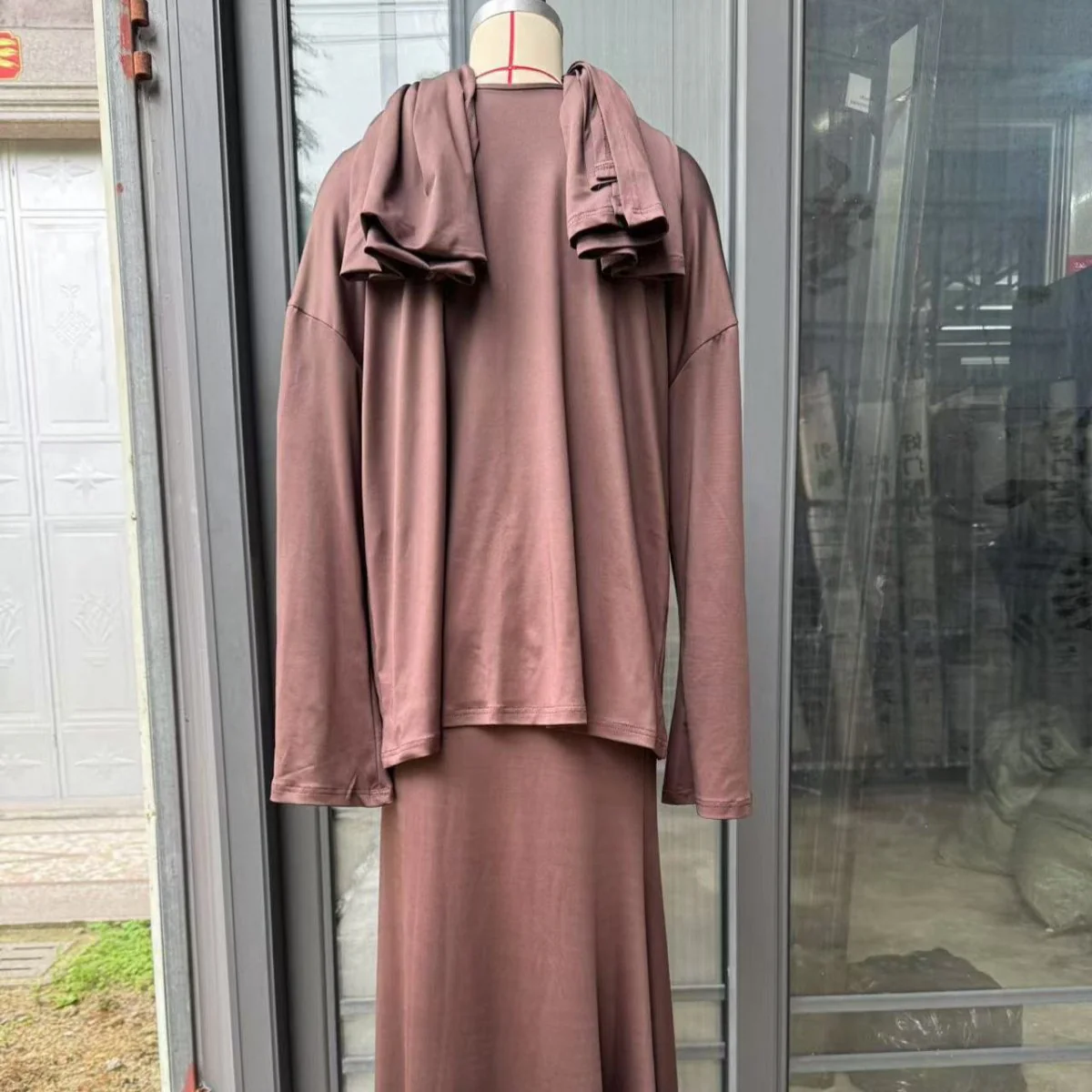 Two-Piece Modest Set with Attached Hijab (MS381) - Image 17