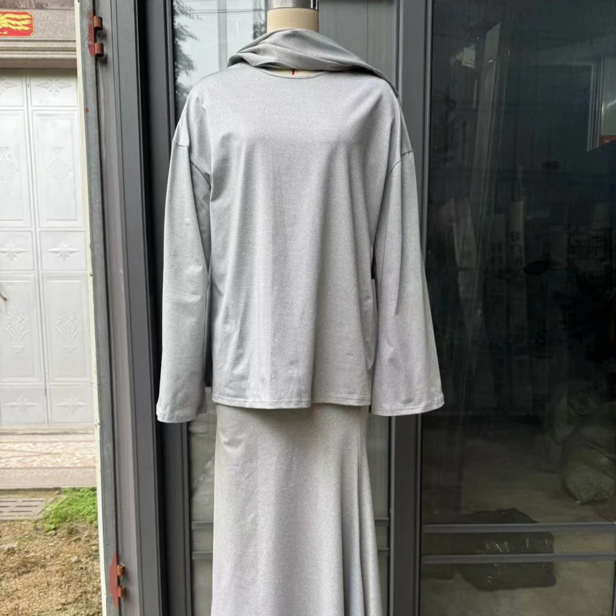 Two-Piece Modest Set with Attached Hijab (MS381) - Image 18
