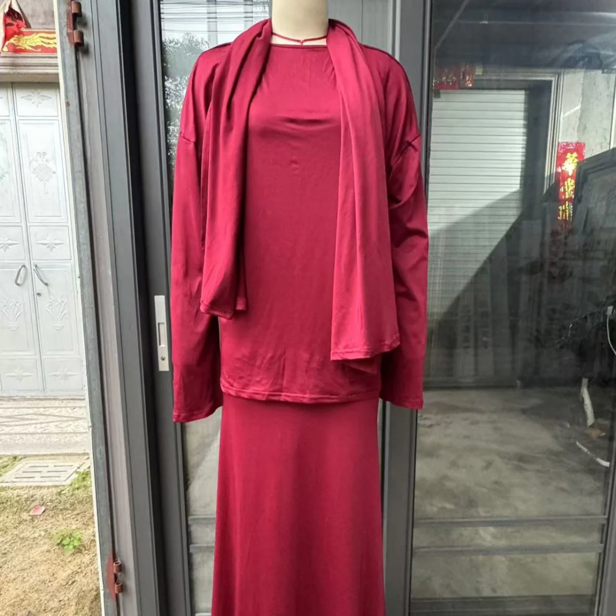 Two-Piece Modest Set with Attached Hijab (MS381) - Image 19