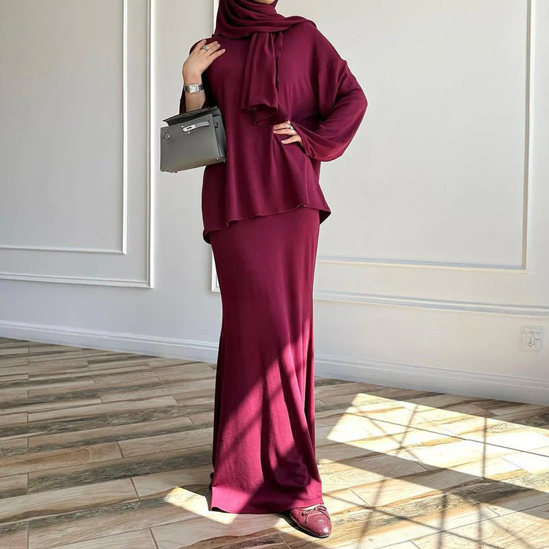 Two-Piece Modest Set with Attached Hijab (MS381) - Image 3