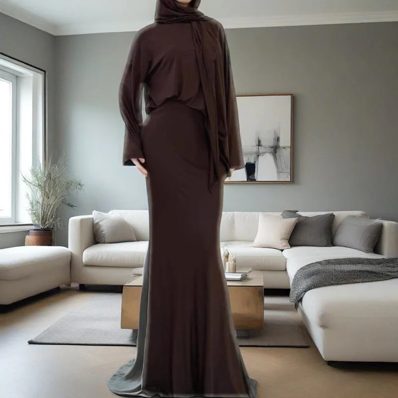 Two-Piece Modest Set with Attached Hijab (MS381) - Image 5
