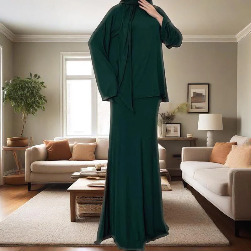 Two-Piece Modest Set with Attached Hijab (MS381) - Image 6