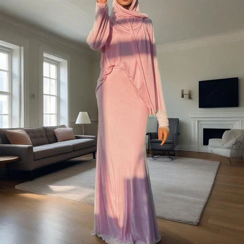 Two-Piece Modest Set with Attached Hijab (MS381) - Image 9
