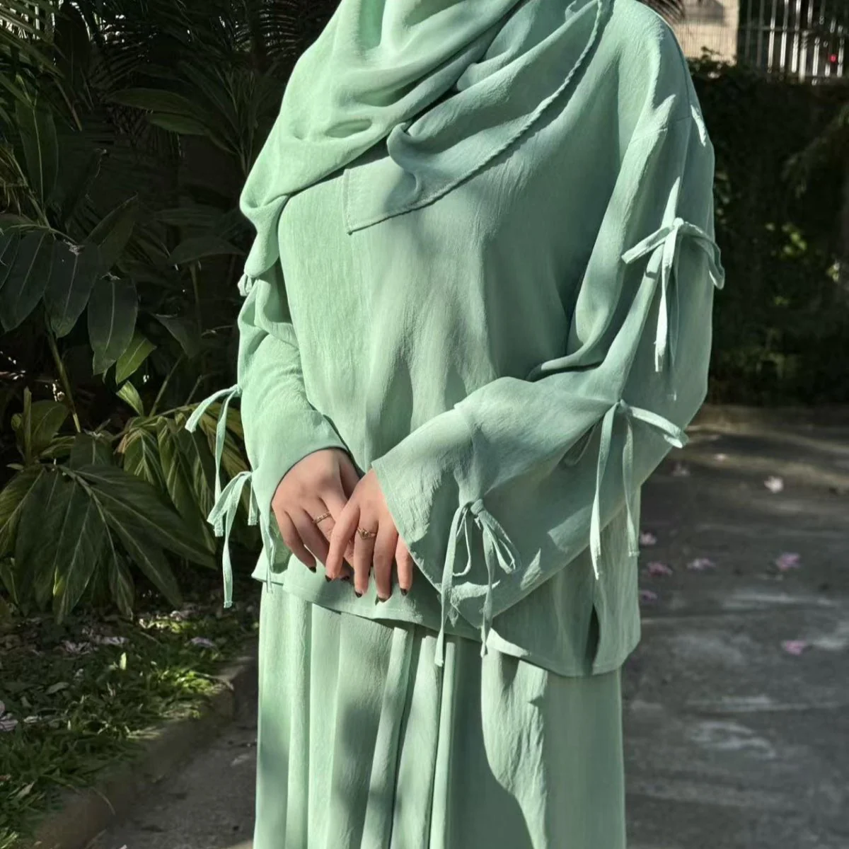 Two-Piece Tunic & Maxi Skirt Set with Pockets (MS379) - Image 10