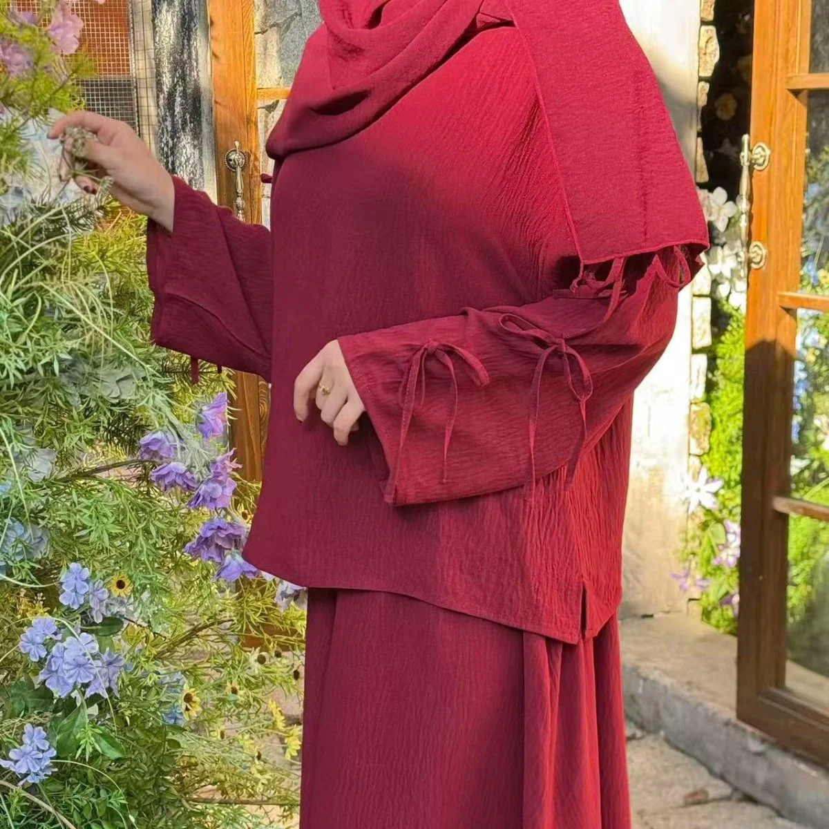 Two-Piece Tunic & Maxi Skirt Set with Pockets (MS379) - Image 11